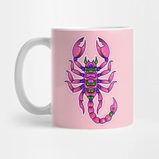 Pink scorpio old school tattoo style Mug